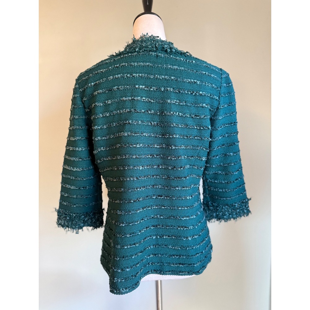 St John green Textured Fringe Jacket Blazer 6 boho classic wool preppy academia - Picture 3 of 8